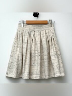 Aritzia Talula Ivory Heathered Pleated Skater Jersey Mini  Skirt XXS